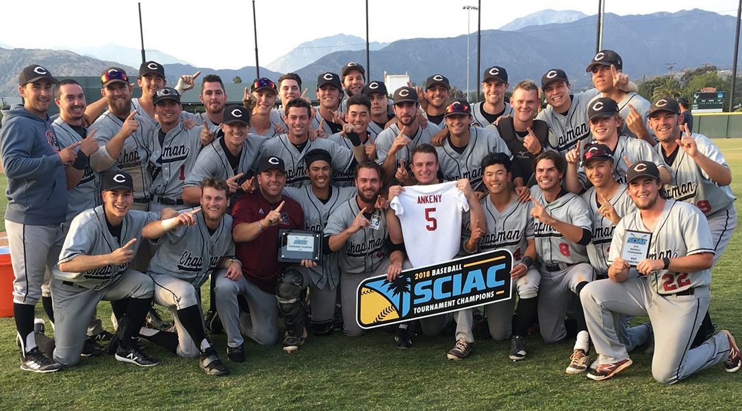 The 2018 Chapman baseball team is crowned the SCIAC Tournament Champions.