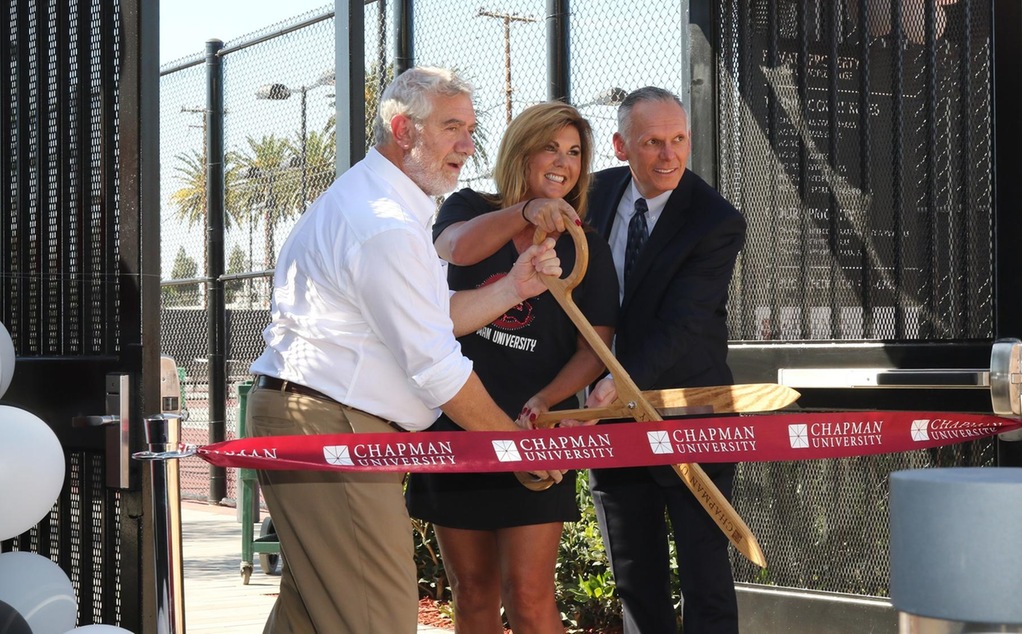 (L-R) President Daniele Struppa, Erin Lastinger, and Director of Athletics Terry Boesel