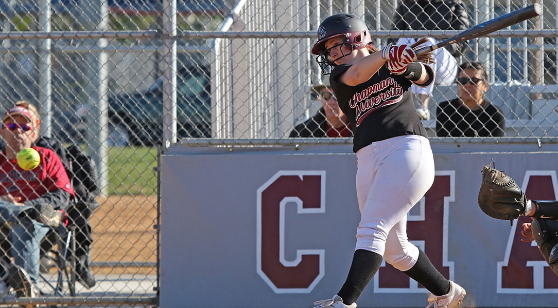 Elizabeth Runge makes contact with the pitch.