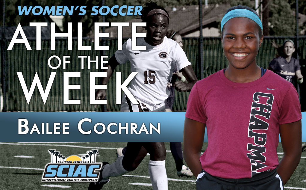 Cochran honored as women’s soccer SCIAC Athlete of the Week