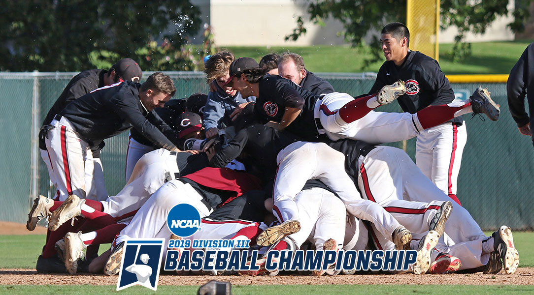 The team dogpiles after winning the NCAA Regional Championship.