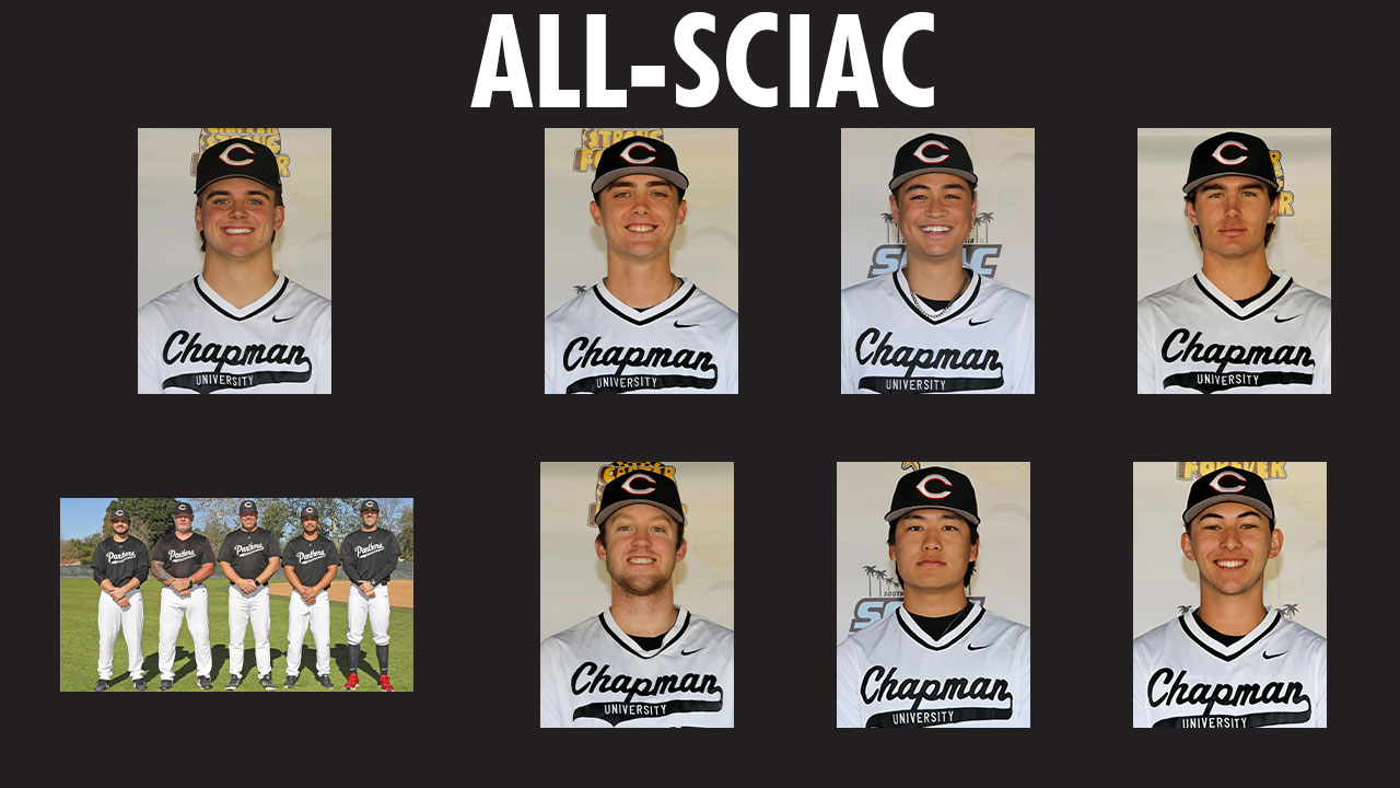 Head shot of All-SCIAC players and one of the coaching staff.