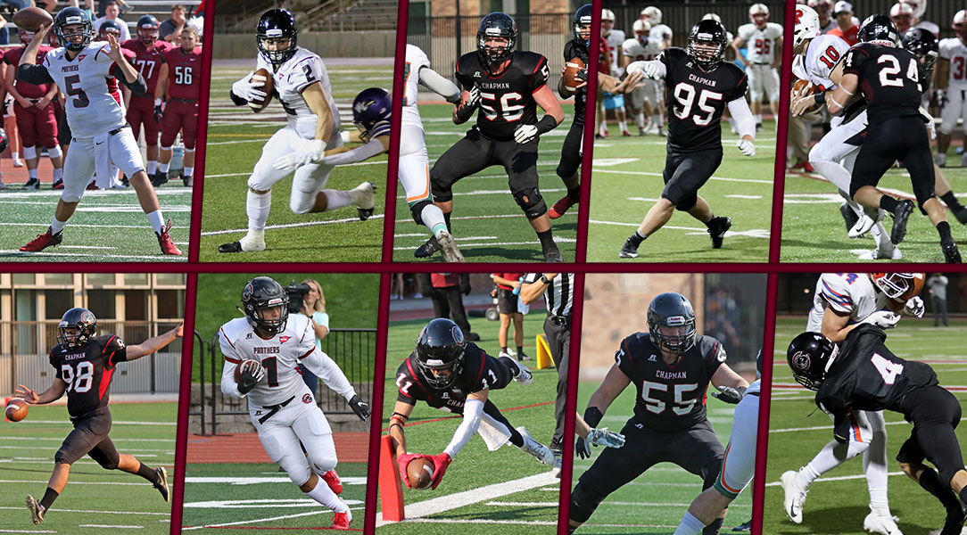 Ten All-SCIAC selections playing football.
