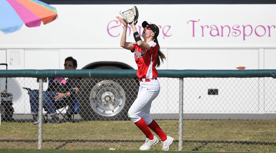 Christine LoVerde catches a fly ball.