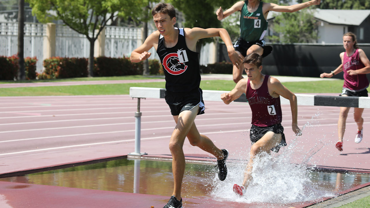 Anthony Hart runs out of the water in the steeplechase.