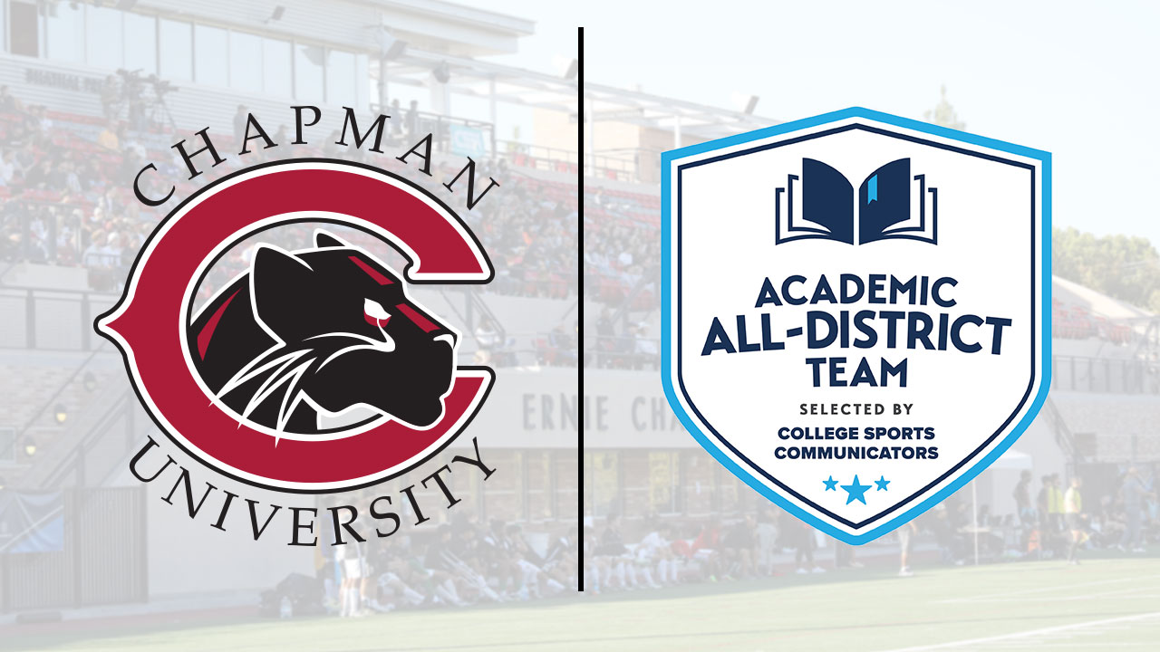 Chapman logo and Academic All-District shield logo shown side by side.