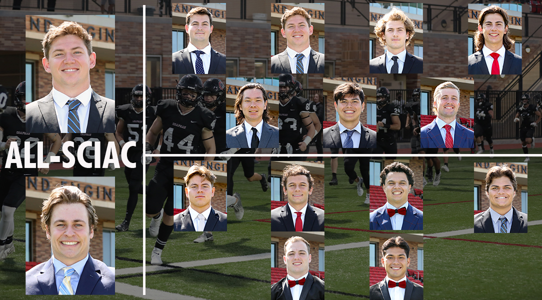 An array of headshots depicting all of the All-SCIAC winners 