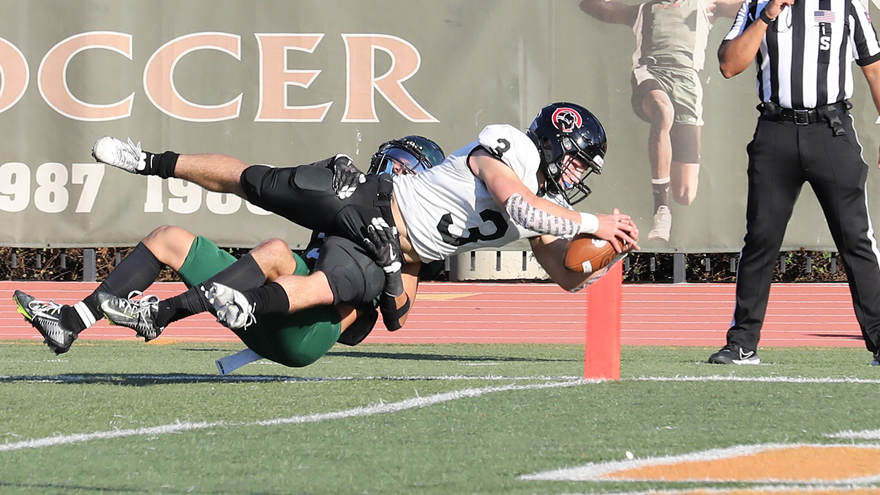 Tanner Mendoza dives into the end zone for a touchdown.
