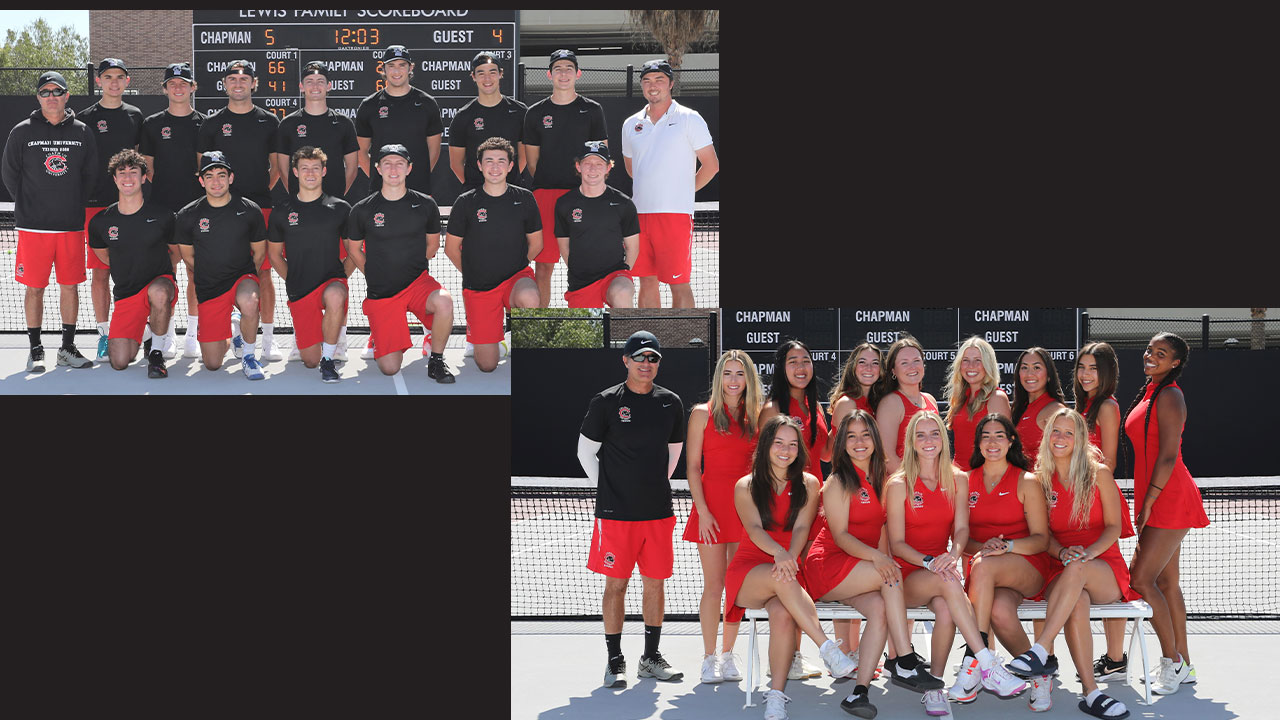 Men's and women's tennis team pictures.